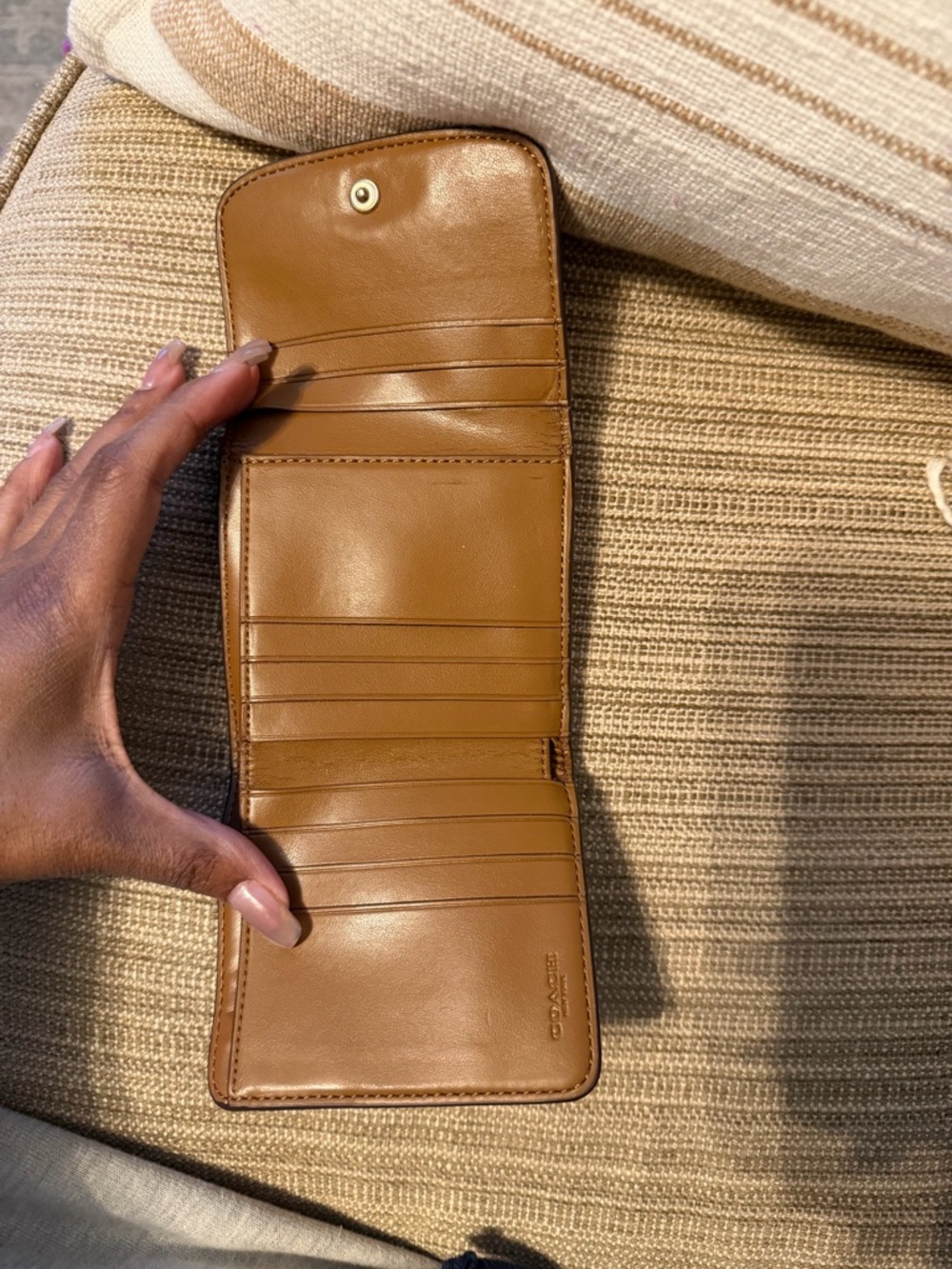 Coach Brown Leather and Canvas Compact Wallet - Picture 3 of 8